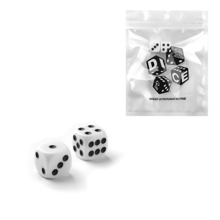 Dice play "Game time", 1.6 x 1.6 cm, set 2 pcs, white-1