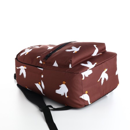 School backpack from lightning textiles, external pocket, brown color-2