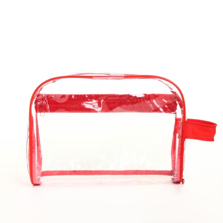 Lightning cosmetic bag, external pocket, with a pen, red color-2