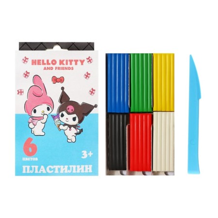 Plasticine 6 colors 120 g Hello Kitty & Friends, plastic stack, in cardboard packaging with euro suspension