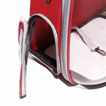 The backpack for carrying animals is transparent, 31 x 28 x 42 cm, red-11