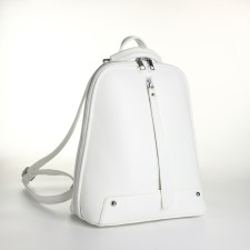 City backpack of artificial leather with lightning, white color