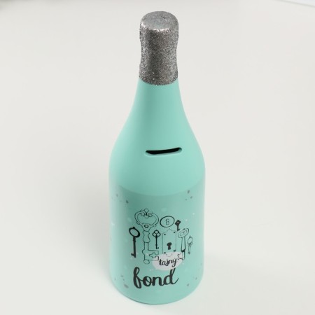 Pig a piggy bank Ceramics "Channel Bottle" Mint 9.5x9.5x30 cm-4
