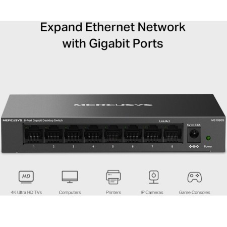 Mercusysys MS108GS (L2) 8x1gbit/s Unvowed switches-4