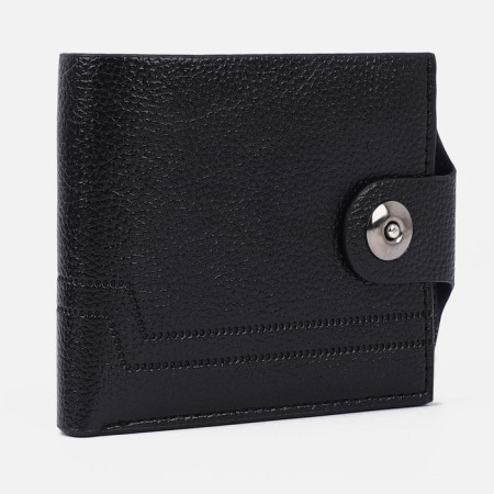 Male purse on a magnet, department for bills, for coins, for cards, black color