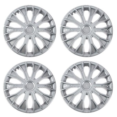 Wheel caps R14 "Voltok", silver, carbon, set 4 pcs