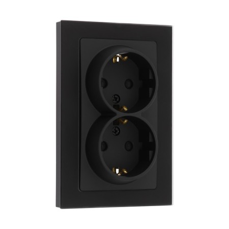 Double Tot Matte Glass, 16 A, hidden, with salary, glass, black-1