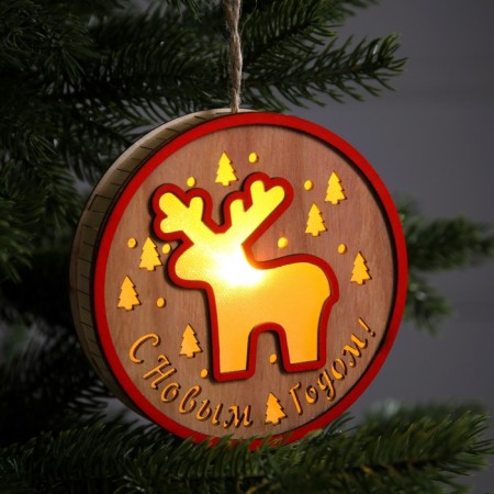 Christmas tree toy "Deer", from batteries, glow warm white