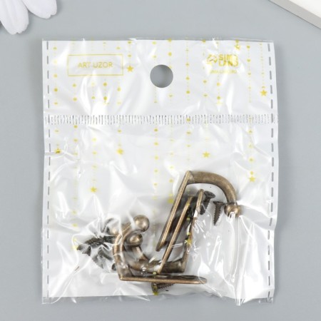 Metal hook "simple" bronze (set 4 pcs) 3x1.8 cm-4