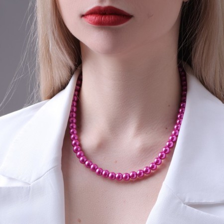 Beads "Classic" mood, ball No. 8, bright pink color, l = 40 cm-4