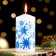Candle - New Year's "Snowflakes" cylinder, 5x10 cm, white with blue