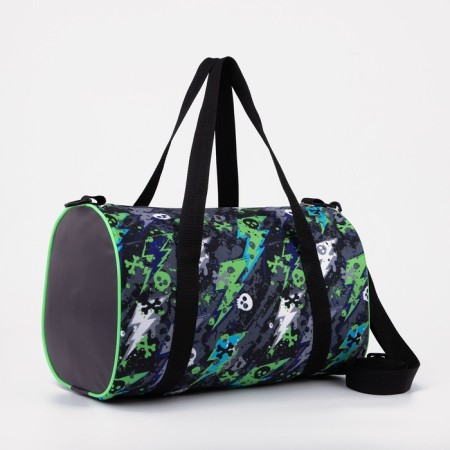 Sports bag with lightning, long belt, gray/green color