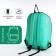 A backpack with a zipper, an outer pocket, the color is turquoise
