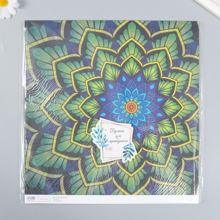 Scrapbooking paper "Flower mandala" density 180 g 30.5x32 cm-3