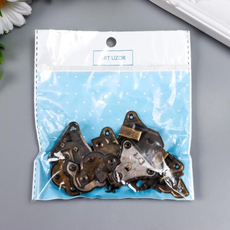 Castle metal for bronze casket + nails. 4.9x3.5 cm-5