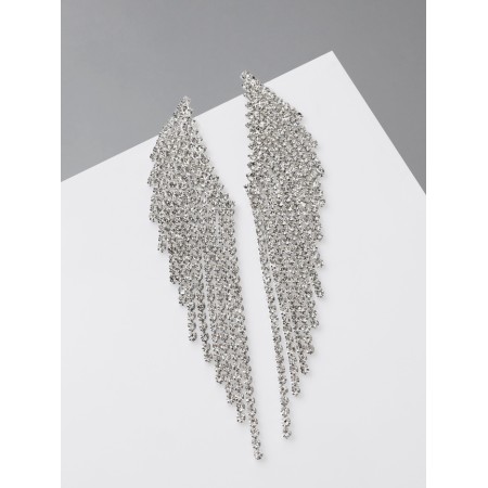 Hanging earrings with rhinestones "Eternal radiance" Wings, white color in silver