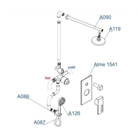 The shower system wasserkraft a16590, built -in, tropical shower, shower, chrome-2