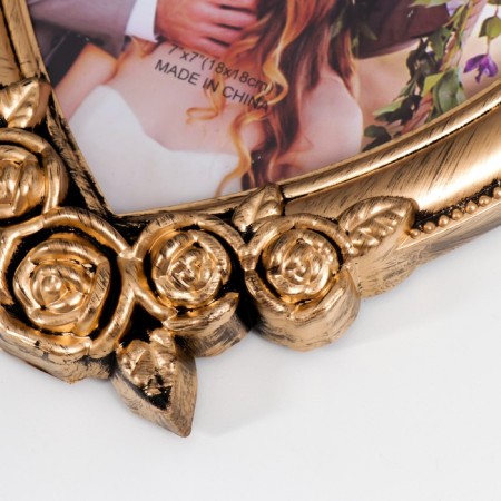 Photo frame plastic 18x18 cm "Heart with roses and crown" Dark gold 25x20 cm-2