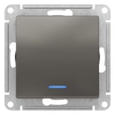 Switch SE AtlasDesign, 10 A, 1 key, with backlight, CX.1A, mechanism, color steel