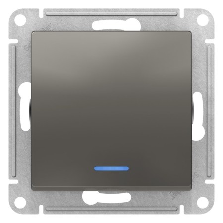 Switch SE AtlasDesign, 10 A, 1 key, with backlight, CX.1A, mechanism, color steel