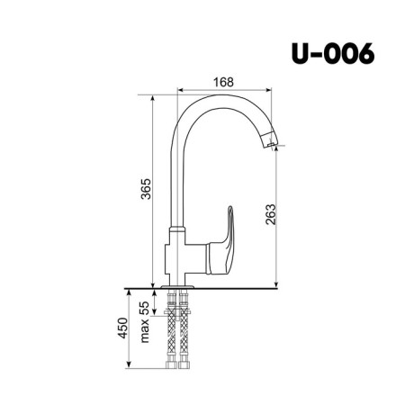 Kitchen mixer Ulgran U006-344, ultra-black color-2
