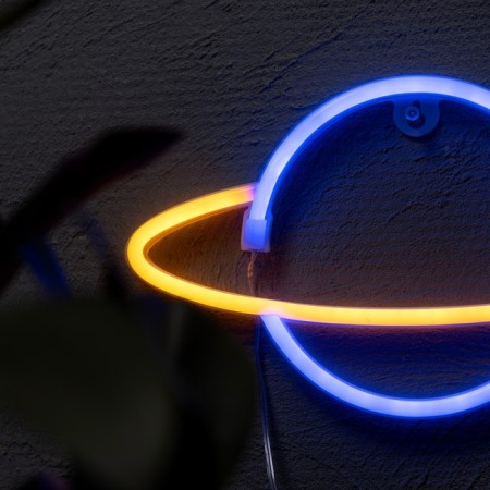 Neon sign "Planet", 30x17.5 cm, aax3+usb, blue-orange-2