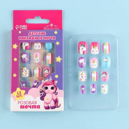 Children's false nails "Pink Dream", 12 pcs-1