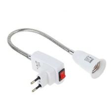 Ecla adapter, plug-patron, e27, 300 x 40 mm, with a switch, flexible, white