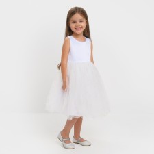 Children's dress with beads kaftan p. 36 (134-140 cm), white