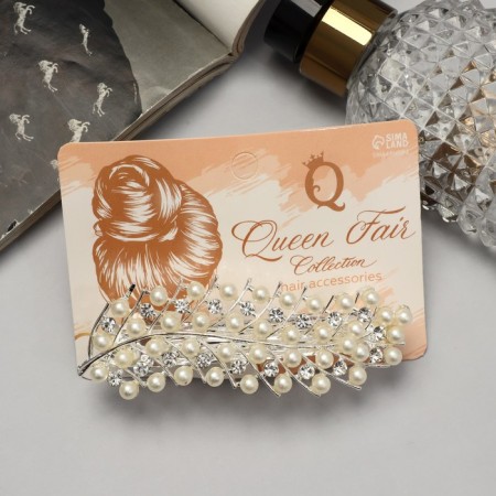 Hair hair clip "Hege" sheet, 8.5 cm, silver-white-2