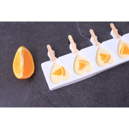 Form for ice cream "Heart. Maxi ”, silicone, 49 × 6.5 × 2 cm, 8 cells, sticks 50 pcs, white color-7