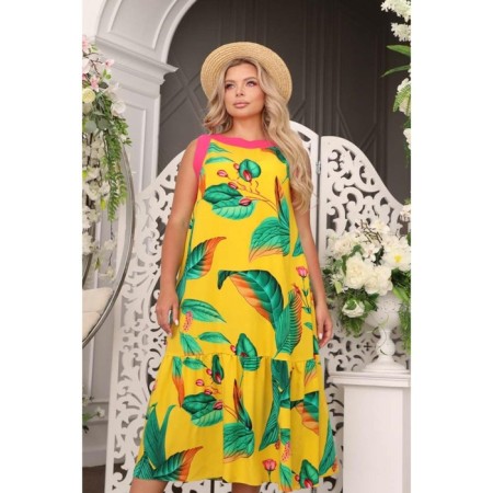 Sarafan female, size 54, yellow color-5
