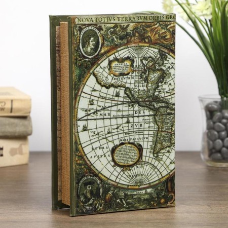 Safe-book wood "Map of discoverers" 21x13x5 cm-4