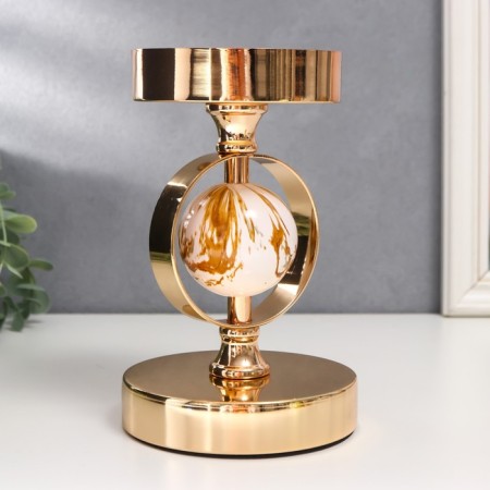 Summary Metal for 1 candle "White Marble Ball in the field" Gold 18.5x12x12 cm-2