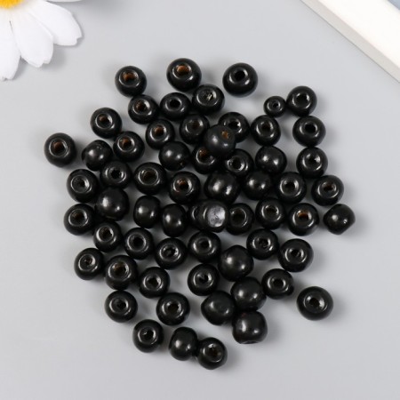 Wooden beads "Astra" round, 10 mm, 50 g, black-1