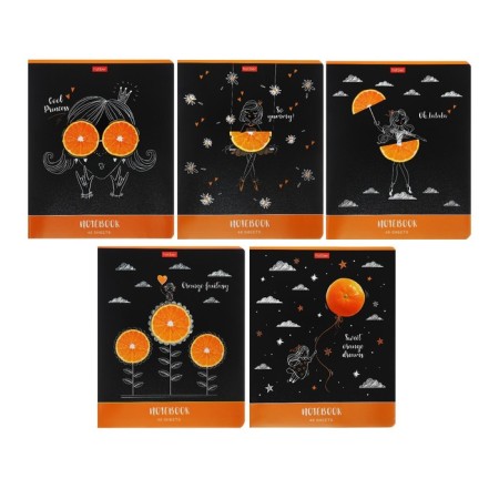 Notebook 48 sheets of the cell "Orange Dreams", the cover coated cardboard, selective matte varnish, unit 65 g/m2, 5v mix