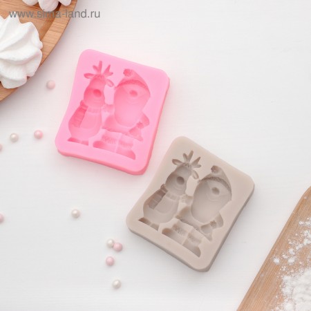 Mold "Santa Claus and Deer", silicone, 6.5 × 5.7 × 1.8 cm, pink color-4