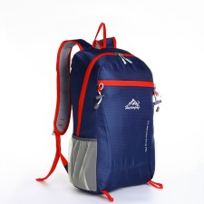 Tourist backpack 25l, folding, waterproof, with lightning, 4 pockets, blue color