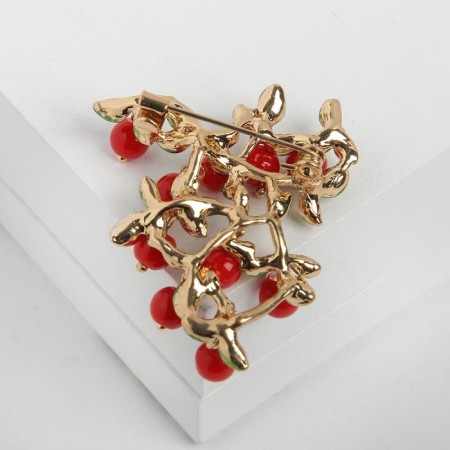 Brooch "Coral Branch", red-green color in gold-1