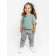 Children's jump (T-shirt, trousers), height 122-128 cm, mint color, gray color