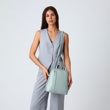 City backpack made of artificial leather with lightning, green color-8