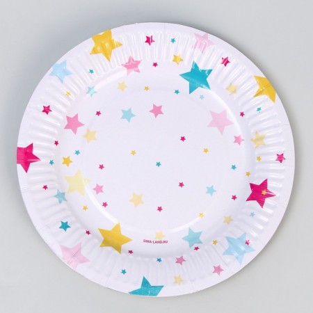 Disposable paper plate "Stars", (18 cm), set 6 pcs-1