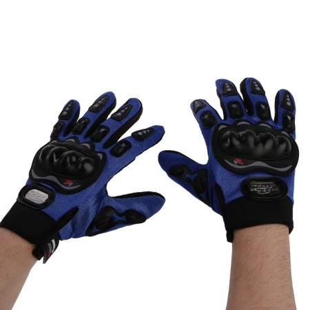 Motorcycle gloves with protective inserts, steam, size XL, blue