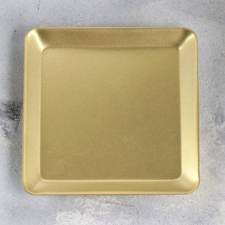 Square Plate Climber with one candle, 12.6x1.3 cm, golden-2