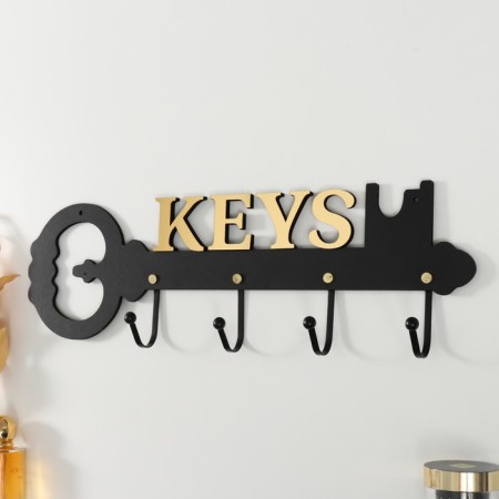 Decorative tree hooks "Key" Black, Mirror 4.5x45x15 cm-1
