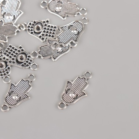 Connector for creativity Metal 2 ears "Hand of Fatima" 2.2x1.2 cm-1