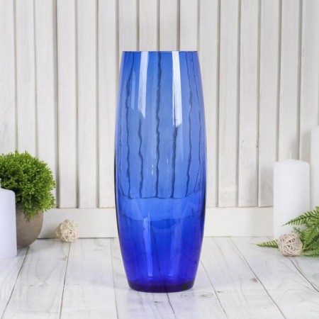 Vase "Barrel" H 260 mm. from blue glass (without decor)