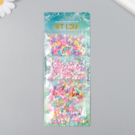 Decor for creativity Plastic "Stars, Clouds, Snowflakes" Set 4 species x 5 g 8x20 cm