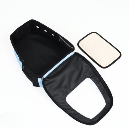 A backpack for carrying animals with a viewing window, blue-11