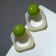 Earrings Assorted "Ice" square and ball, white-green color